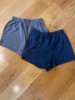 Soffe  2 pair   Everyday Cotton Shorts Navy and Heather Gray